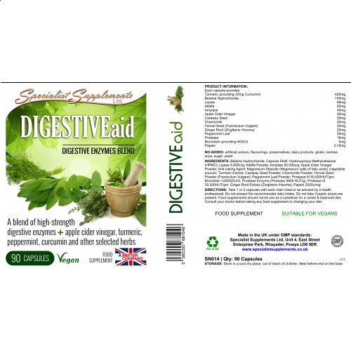 Digestiveaid, High-Strength Digestive Enzymes Blend