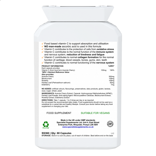 NaturaC Food Form Vitamin C 500mg- Collagen, Energy & Immunity Support