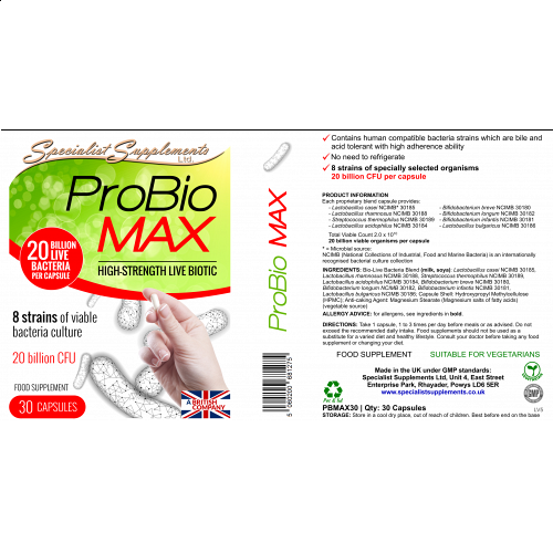 ProBio MAX- An 8 Strain Probiotic Full Spectrum Support, 20 Billion Strength